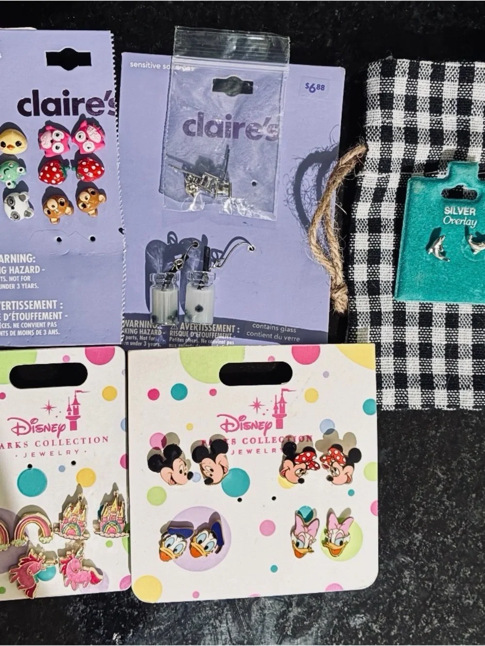Disney Kids Character Earring Pack - Pink, Purple, Teal, Silver